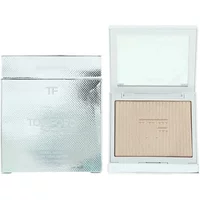 Tom Ford Soleil Neige highlighter in sleek white compact with embossed powder and reflective silver packaging.