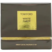 Tom Ford White Suede Candle 200g in a sleek black box with gold label and accents.