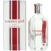 Tommy Girl Eau De Toilette 200ml, clear glass bottle with silver cap, red and blue striped box.