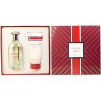 Tommy Girl gift set with 100ml clear EDT bottle and 100ml white body lotion tube in red-striped box.