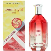 Tommy Hilfiger Tommy Girl Vibrant Summer Eau De Toilette 100ml, red and clear bottle with yellow and red box.
