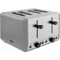 Grey Tower Sera 4 slice toaster with dual control knobs and stainless steel accents.