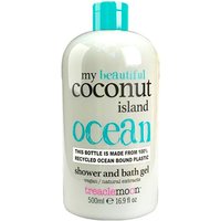 White Treaclemoon My Coconut Island Shower Gel bottle, turquoise cap, 500 ml, bold black and blue text.