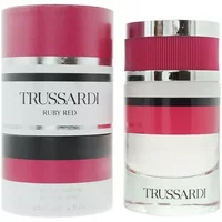 Trussardi Ruby Red Eau De Parfum 60ml bottle, red and silver design with bold black and white branding.