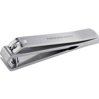 Tweezerman Extra Strength Toenail Clipper, stainless steel with curved blades and ergonomic handle.
