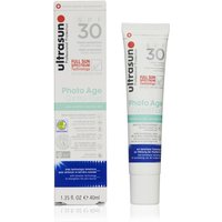 Ultrasun Photo Age Control Fluid SPF30, 40ml tube with white and teal design, next to matching box.