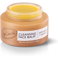 Amber jar of UpCircle Cleansing Face Balm, apricot powder, 50ml, with white label and black text.