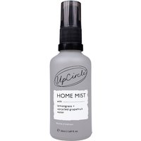 Gray UpCircle Home Mist bottle with black spray nozzle, labeled "Lemongrass + Upcycled Grapefruit Water 50ml".