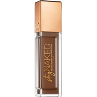 Urban Decay Stay Naked foundation in 80WR, sleek clear bottle with rose gold cap and gold lettering.