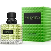 Valentino Donna Born In Roma Green Stravaganza perfume, 50ml, in studded green and clear glass bottle with black cap.