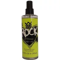 Vera Wang Rock Princess Fragrance Body Mist 250ml, black spray cap, lime green label with black heart and crown design.