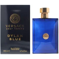 Versace Dylan Blue Pour Homme Eau De Toilette, 200ml blue bottle with gold cap and emblem, black box packaging.