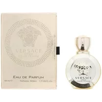 Versace Eros Pour Femme Eau De Parfum 50ml, round bottle with Medusa emblem, gold cap, and matching box.