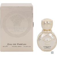 Versace Eros Pour Femme Eau de Parfum 30ml, round gold bottle with Medusa emblem, matching gold box.