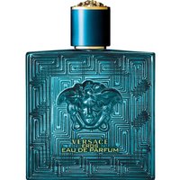 Versace Eros Pour Homme Parfum Spray 100ml, blue bottle with Medusa logo and gold cap.