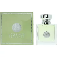 Versace Versense Eau De Toilette 30ml, clear square bottle with silver cap, green box with silver logo.