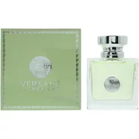 Versace Versense Perfumed Deodorant Spray 50ml, green box, clear bottle with silver cap and Versace logo.