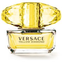 Versace Yellow Diamond Eau De Toilette 50ml with faceted yellow cap and clear rectangular bottle.
