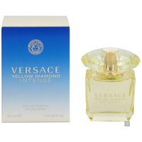 Versace Yellow Diamond Intense perfume, 30ml, in a yellow faceted bottle with a matching cap, next to a blue box.