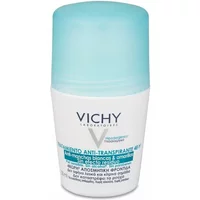 Vichy 48h Anti Perspirant Roll On Deodorant 50ml with turquoise cap and white bottle featuring blue text.