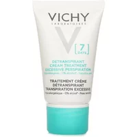 Vichy Deodorant Anti-perspirant Cream 7 Days, white tube with turquoise cap, 30ml, text in black and teal.