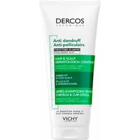 Vichy Dercos Anti-Dandruff Conditioner 200ml, white tube with green label, for sensitive scalp.