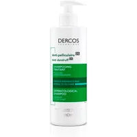 Vichy Dercos Anti-Dandruff Shampoo 400ml, white bottle with green label and pump dispenser.