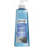 Vichy Dercos Mineral Soft Shampoo 400ml in a blue pump bottle with white label and silver accents.