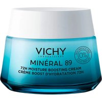 Vichy Mineral 89 light blue jar with white lid, labeled 72H Moisture Boosting Cream, 50 ml.