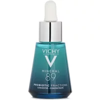 Vichy Mineral 89 Probiotic Fractions serum in a blue gradient glass bottle with a silver dropper cap.