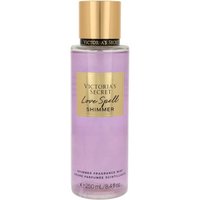 Victoria's Secret Love Spell Shimmer Body Mist, 250ml, purple bottle with gold cap and label.