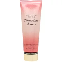Pink Victoria's Secret Temptation Shimmer Body Lotion, 236ml, with gold cap and elegant script branding.