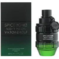 Black and green grenade-shaped bottle of VIKTOR&ROLF Spicebomb Night Vision Eau De Toilette, 50ml.
