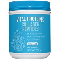 Vital Proteins Collagen Peptides 567g jar, blue label with white text and plant illustration.