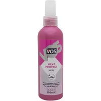Pink VO5 Heat Protect Styling Spray bottle with white cap and label, 200ml size.