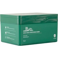 Green rectangular container of VT Cosmetics Cica Daily Soothing Mask with tiger logo and white text.