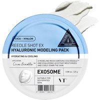 "Blue and white VT Reedle Shot EX Hyaluronic Modeling Pack with hydrating and cooling properties, 25g container"