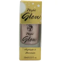 W7 Night Glow Highlight & Illuminate 10ml in a yellow box with stars, featuring a clear window showing the bottle.