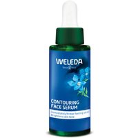 Weleda Blue Gentian & Edelweiss Facial Serum in a green bottle with a blue label and white dropper cap, 30ml.