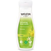 Green and white tube of Weleda Citrus Hand & Nail Cream, 50ml, with lemon graphics and Weleda logo.