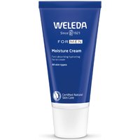 Blue Weleda For Men Moisture Cream tube, 30ml, with white cap and text, fast-absorbing hydrating formula for all skin types.
