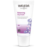 Weleda Iris Balancing Day Cream 30ml tube, white with purple iris flower design and purple text.