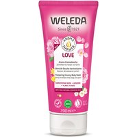 Pink Weleda Love Aroma Shower Gel 200ml tube with floral design and white cap.
