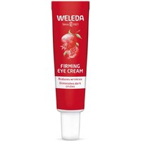 Red Weleda Pomegranate & Maca Root Firming Eye Care tube, 10ml, with white cap and pomegranate graphic.