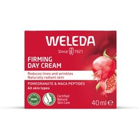 Red Weleda box with pomegranate image, labeled "Firming Day Cream" and "Pomegranate & Macca Root," 40ml size.