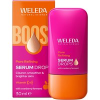 Weleda Pore Refining Face Serum Drops in pink bottle with orange cap, cranberry, Vitamin C & E, 30ml.