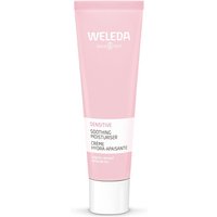 Weleda Sensitive Soothing Moisturiser 30ml in a pink and white tube with a white cap.