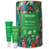 Weleda Skin Food Glow Gift Set with green tubes and colorful floral packaging, includes Skin Food Light 30ml.