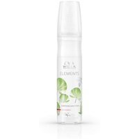 Clear bottle of Wella Elements Renewing Leave-in Spray 150ml with green leaf design and white cap.