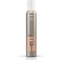 Gray Wella Professionals EIMI Extra Volume mousse bottle with white cap and peach logo design, 500ml size.